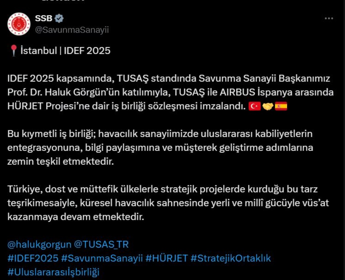 Savunma Sanayii Başkanlığı duyurdu! TUSAS ve AIRBUS tan HÜRJET için tarihi imza, Görsel 1