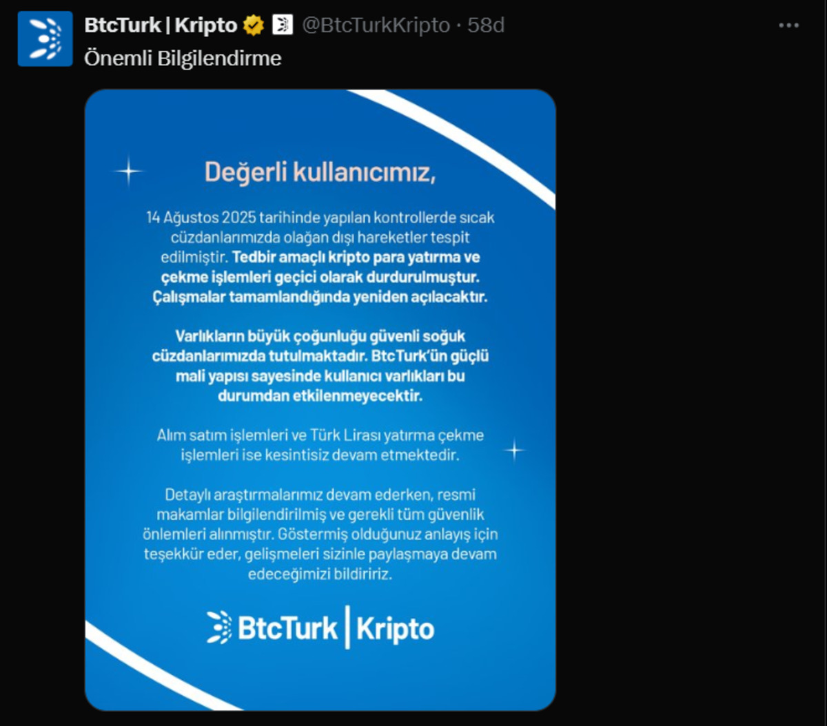 BtcTurk işlemleri askıya aldı: Hacker iddiaları yayıldı, G&ouml;rsel 2