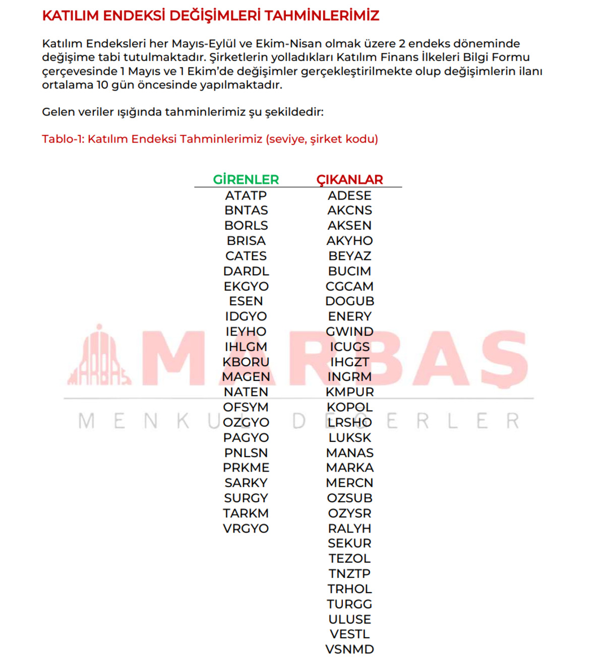Katılım endeksi değişimlerinde Marbaş’ın tahminleri, Görsel 1