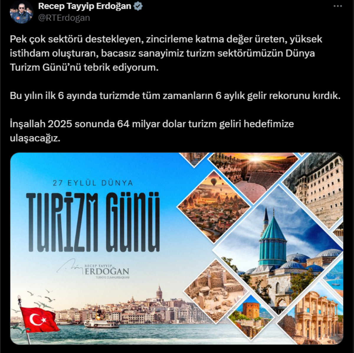 Erdoğan dan turizm mesajı: "Tüm zamanların rekoru kırıldı", Görsel 1