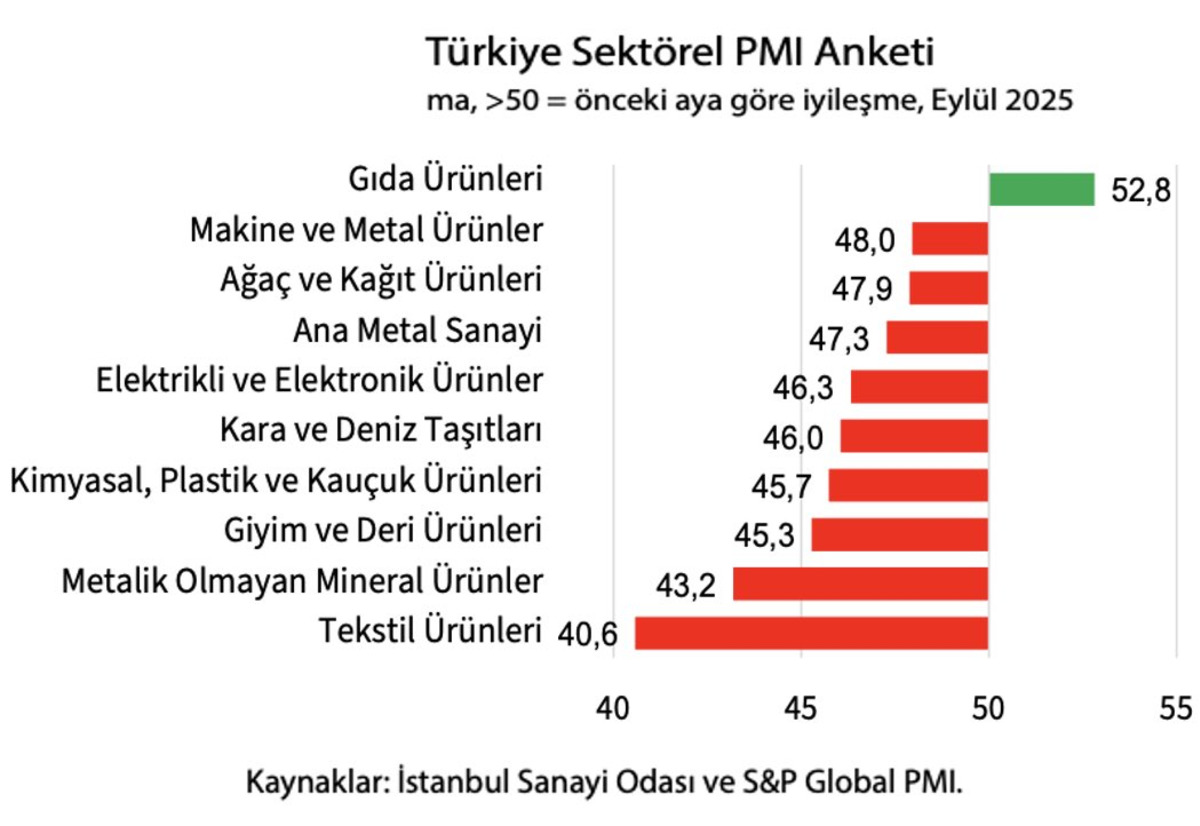 Sanayide alarm zilleri: Gıda hari&ccedil; t&uuml;m sekt&ouml;rler daraldı, G&ouml;rsel 1