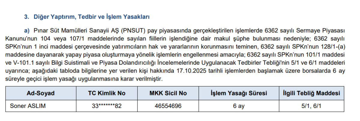 Bir kişi radara yakalandı! SPK’dan 6 ay işlem yasağı!, Görsel 1
