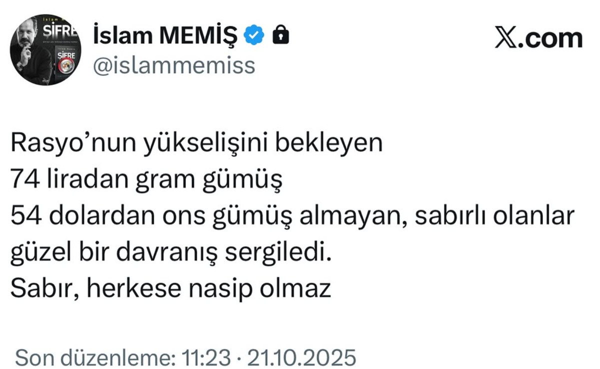 İslam Memiş&rsquo;ten &Ccedil;arpıcı gram g&uuml;m&uuml;ş yorumu: &ldquo;Sabredenler kazanacak&rdquo;, G&ouml;rsel 1