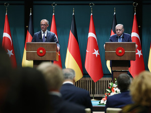 Cumhurbaşkanı Erdoğan, Merz ile g&ouml;r&uuml;şt&uuml;! Dikkat &ccedil;eken 'AB' mesajı