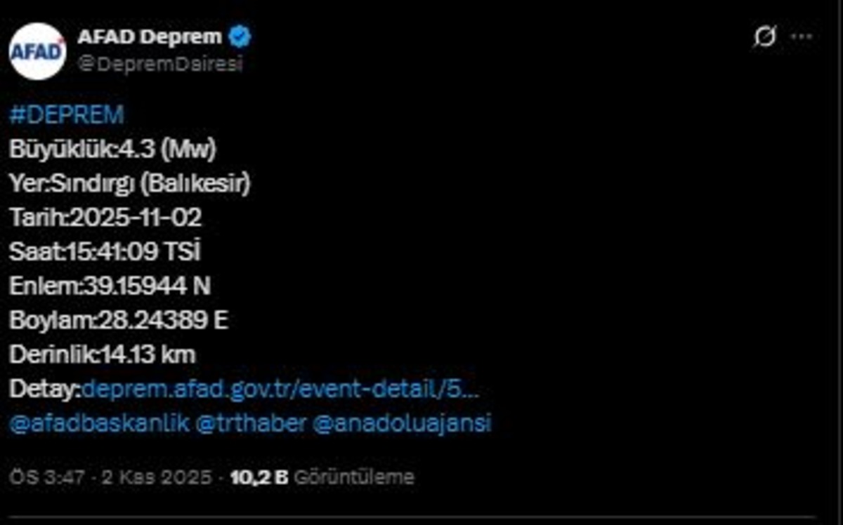 AFAD duyurdu! Balıkesir de korkutan deprem, G&ouml;rsel 1