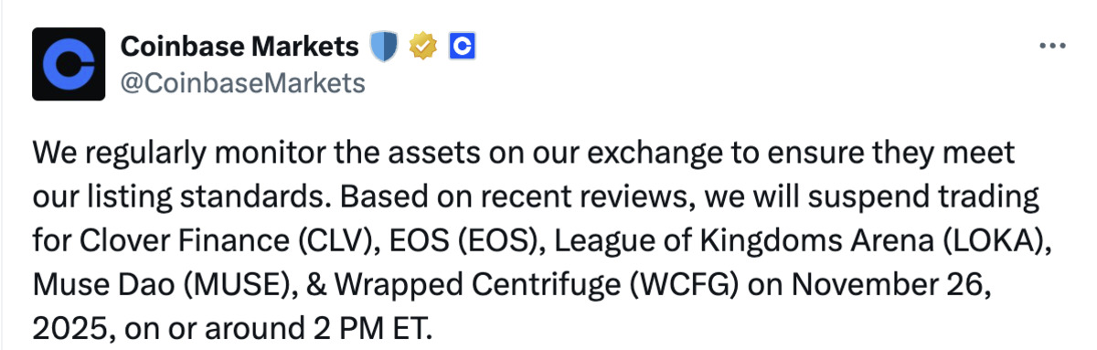 Coinbase, EOS Başta Olmak Üzere 5 Altcoini Delist Ediyor, Görsel 1