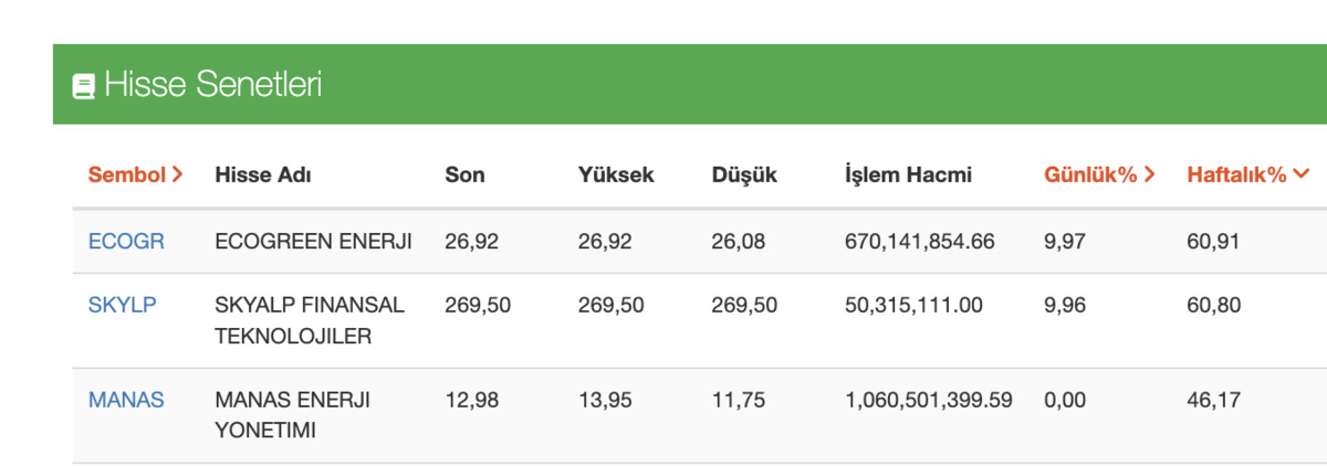 Ne altın ne dolar&hellip; Bir haftada yatırımcısını zengin eden hisseler belli oldu!, G&ouml;rsel 1
