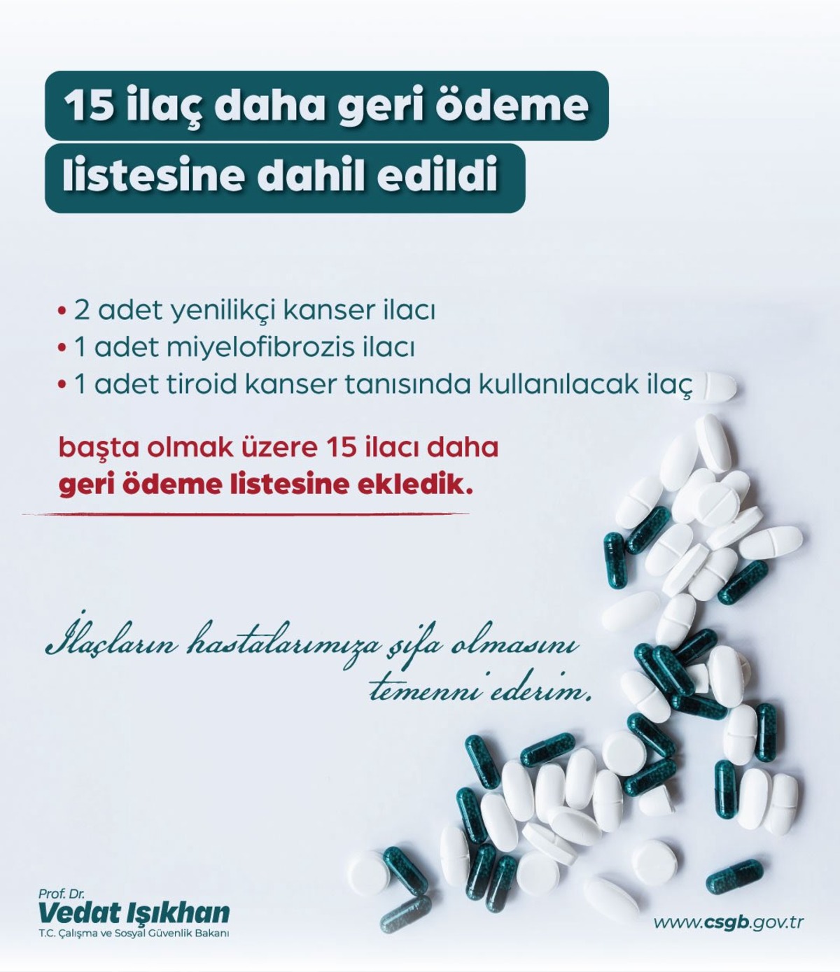 Bakan Işıkhan duyurdu! 15 ilaç geri ödeme listesine alındı, Görsel 1
