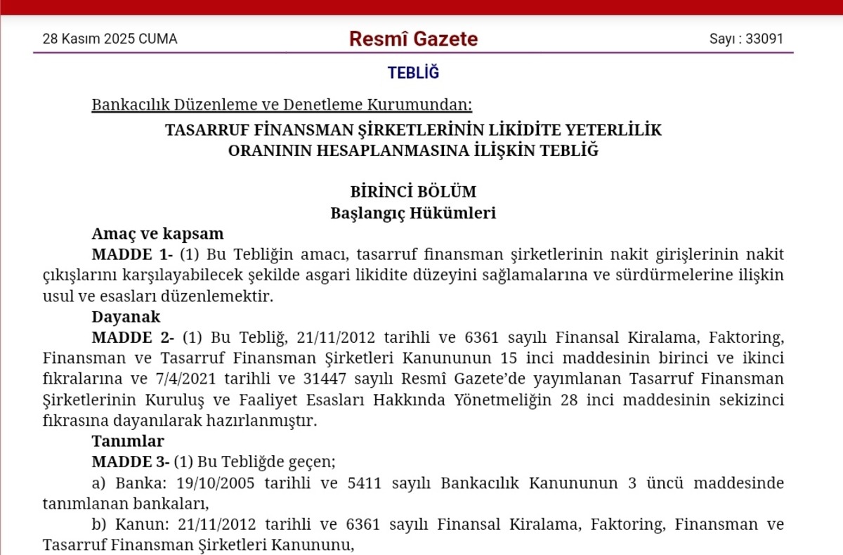 BDDK&rsquo;dan tasarruf finansman şirketlerine likidite d&uuml;zenlemesi, G&ouml;rsel 1