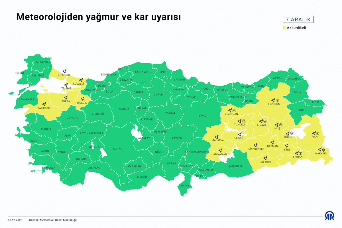 İstanbul da sağanak yağış! MGM den 22 il i&ccedil;in sarı kodlu uyarı, G&ouml;rsel 3