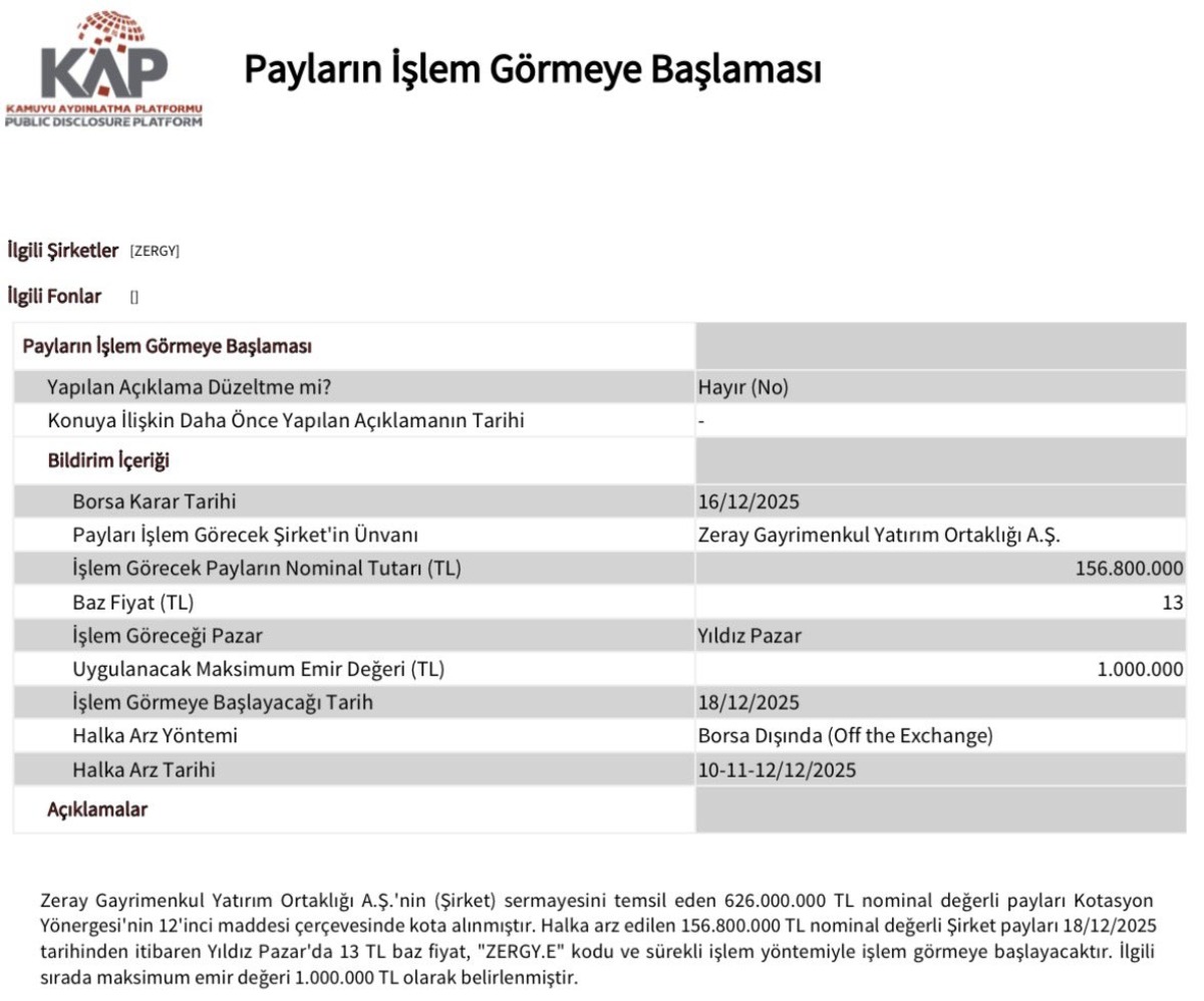 Resmi Duyuru Geldi! Yeni Halka Arz 18 Aralık&rsquo;ta İşleme Başlıyor, G&ouml;rsel 1