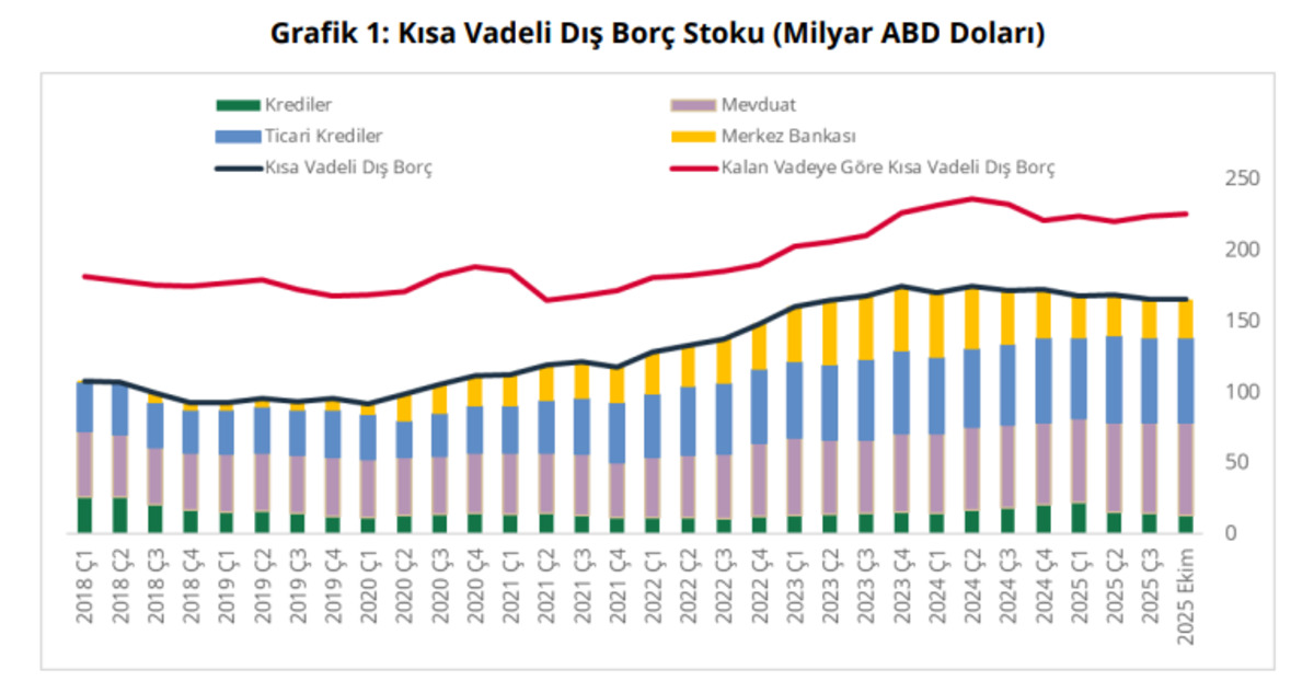 Kısa vadeli dış bor&ccedil; stoku ekimde geriledi, G&ouml;rsel 1