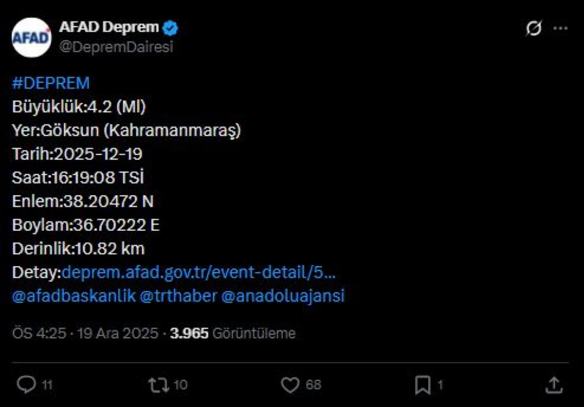 Kahramanmaraş ta 4.2 b&uuml;y&uuml;kl&uuml;ğ&uuml;nde deprem, G&ouml;rsel 1