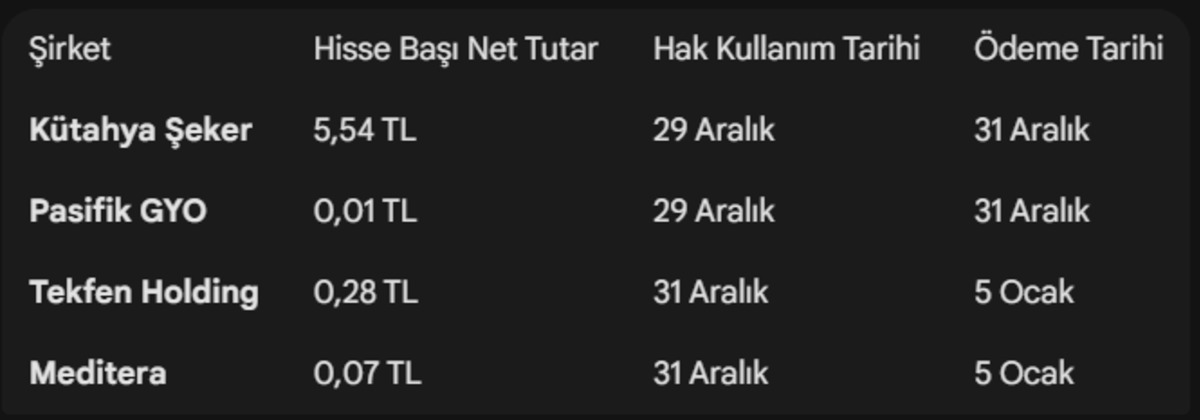Yeni yıl öncesi yatırımcıya "nakit" desteği: Bu hafta 4 şirket temettü dağıtıyor, Görsel 3