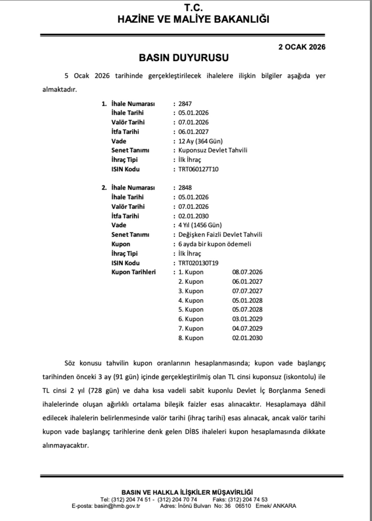 Hazine 2026&rsquo;ya 1 yıllık bono ile başlıyor: Faiz beklentisi y&uuml;zde 36,99, G&ouml;rsel 1