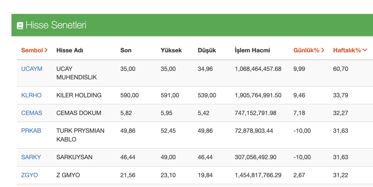 Borsada Haftanın Raporu: %30 ve Üzeri Kazandıran Hisseler, Görsel 1