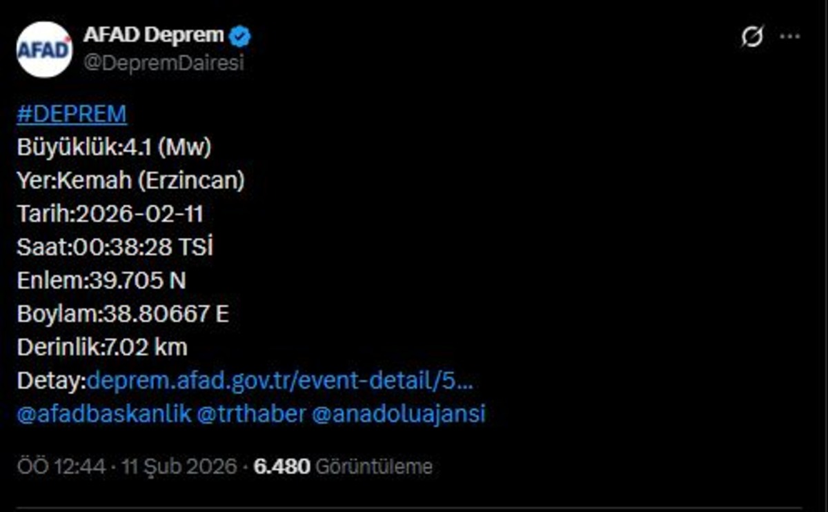 Erzincan da 4.1 büyüklüğünde deprem meydana geldi, Görsel 1