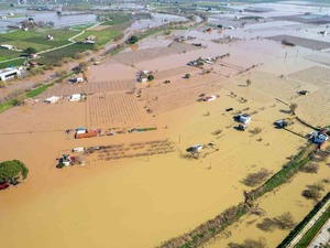 Gediz Nehri taştı, k&ouml;pr&uuml;ler alarm veriyor