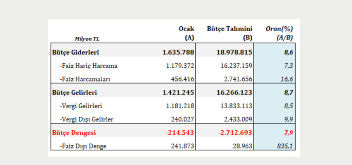 Bakanlık verileri paylaştı: Bütçe Ocak ayında 214,5 milyar TL açık verdi, Görsel 1