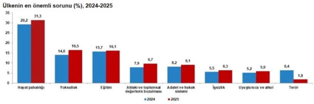T&Uuml;İK a&ccedil;ıkladı! Mutluluk y&uuml;kseldi ama hayat pahalılığı ilk sırada, G&ouml;rsel 6