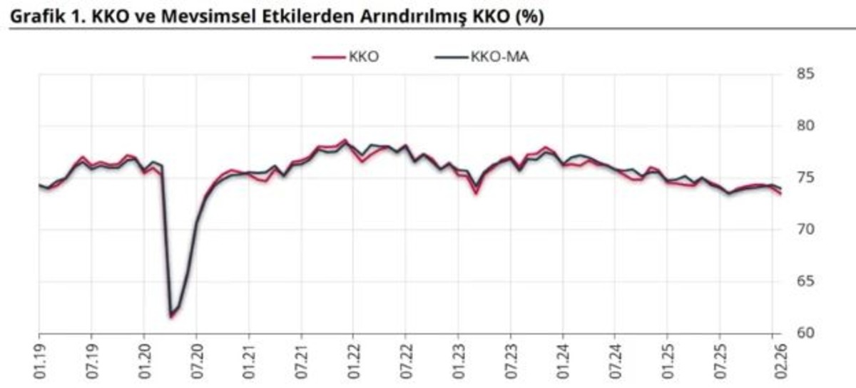 Kapasite kullanım oranı ikinci ayda geriledi! 0,6 puan düştü, Görsel 1