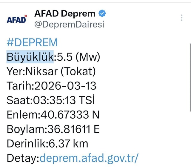 Tokat’taki 5.5’lik deprem Samsun’da da hissedildi, Görsel 1