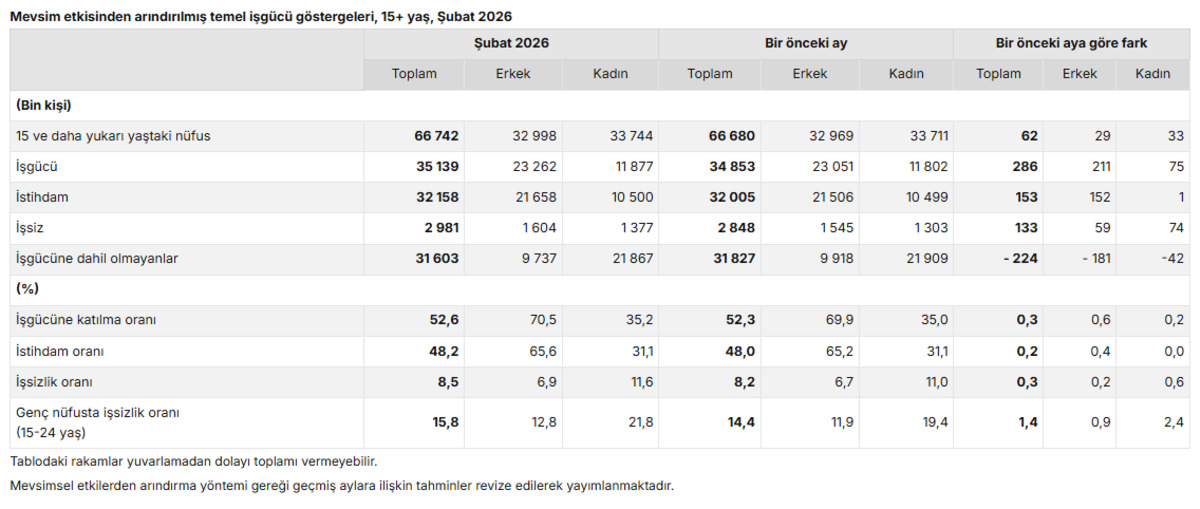 T&Uuml;İK a&ccedil;ıkladı: Şubat ayında işsizlik oranı artışa ge&ccedil;ti, G&ouml;rsel 2