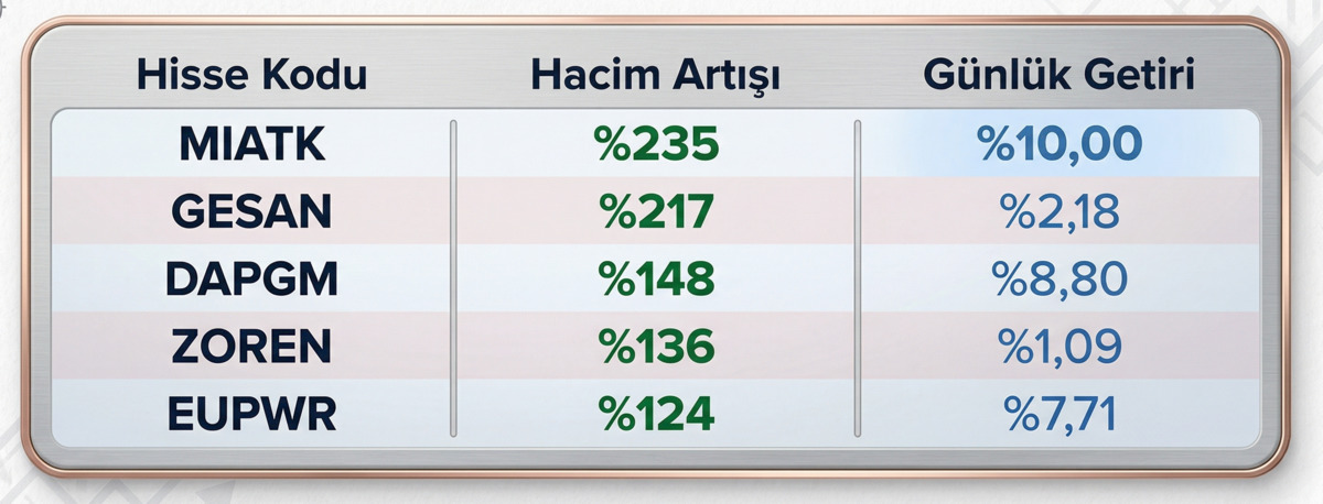 BIST 100&rsquo;de hacmi artan hisseler: Para akışı hangi hisselere y&ouml;neldi?, G&ouml;rsel 3