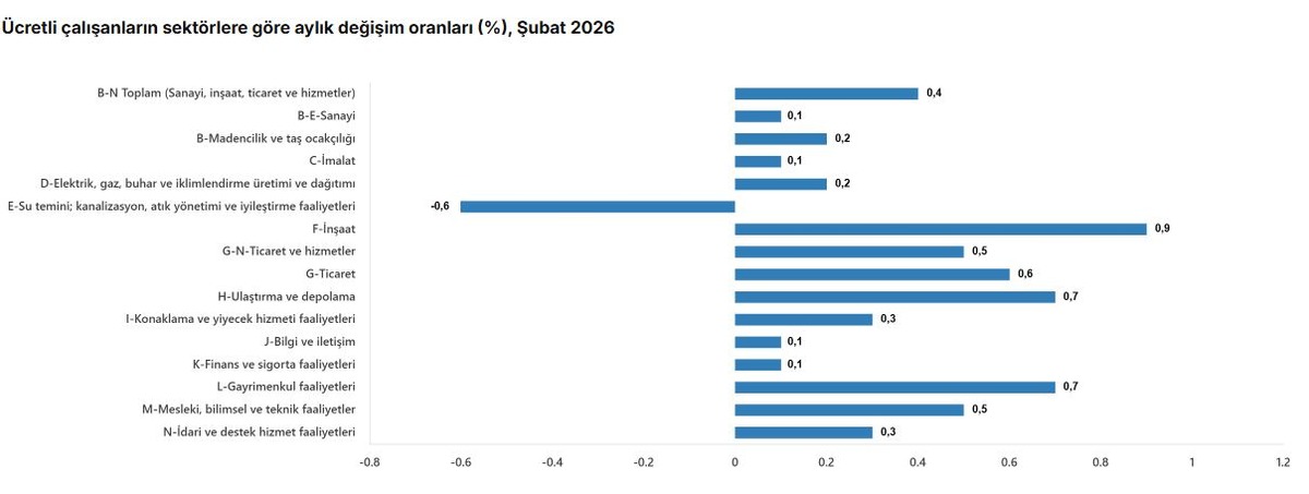 TÜİK açıkladı! Ücretli çalışan sayısı şubatta yüzde 1,3 arttı, Görsel 3