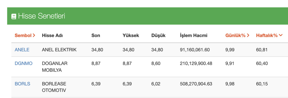 BIST te bir haftada yüzde 60 kazandıran 3 hisse, Görsel 1