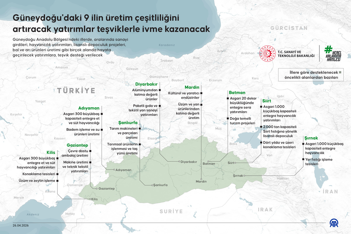 Güneydoğu da 9 ilde teşvik paketi! 301 milyon TL destek verilecek, Görsel 1