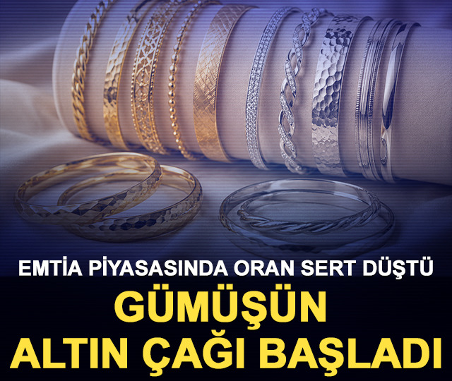 Emtia piyasasında oran sert d&uuml;şt&uuml;: G&uuml;m&uuml;ş&uuml;n altın &ccedil;ağı başladı