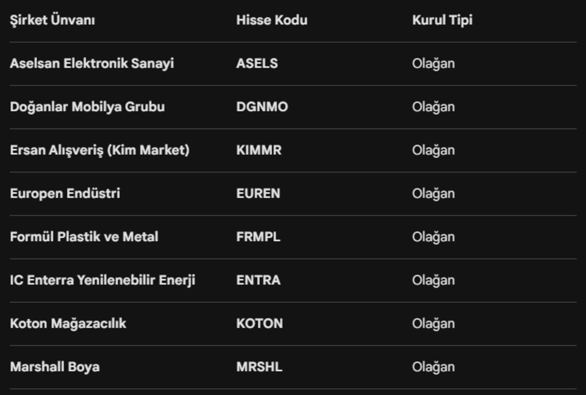 ASELS, KOTON, ENTRA... 8 şirketin temettü maratonu başlıyor, Görsel 1