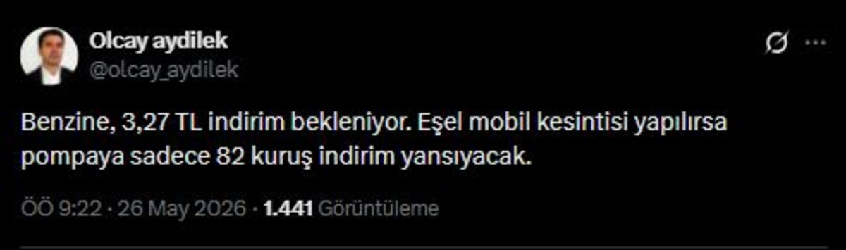 Benzine 3,27 TL indirim bekleniyor ama tabelaya farklı yansıyabilir!, Görsel 1