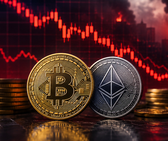 Bitcoin'de sert d&uuml;ş&uuml;ş! Ethereum'da kayıp %4'&uuml; aştı