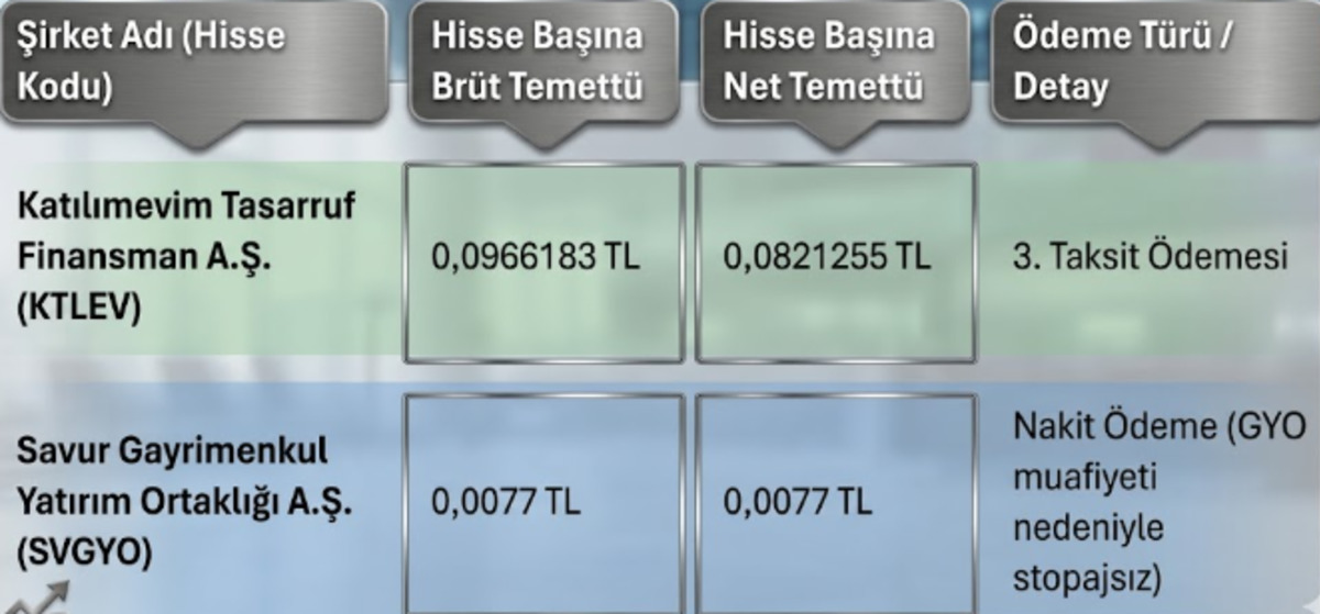 Katılımevim (KTLEV) ve Savur GYO (SVGYO) temettü dağıtacak, Görsel 1