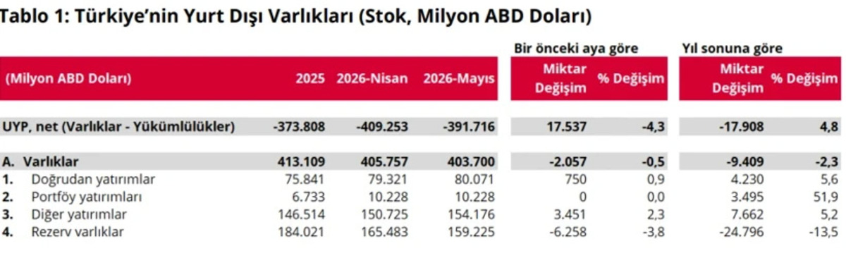 Türkiye nin net yatırım pozisyonu açığı 391,7 milyar dolar oldu, Görsel 2