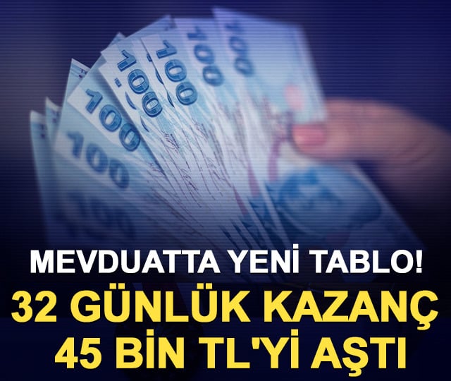 Mevduatta yeni tablo! 32 günlük kazanç 45 bin TL'yi aştı
