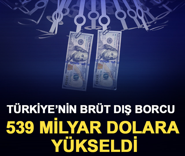 Türkiye’nin brüt dış borcu 539 milyar dolara yükseldi