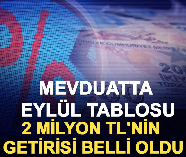 Mevduatta Eyl&uuml;l tablosu: 2 milyon TL'nin getirisi belli oldu