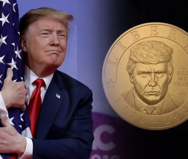 Saatler i&ccedil;inde t&uuml;kendi! Trump portreli madeni para satışa &ccedil;ıktı