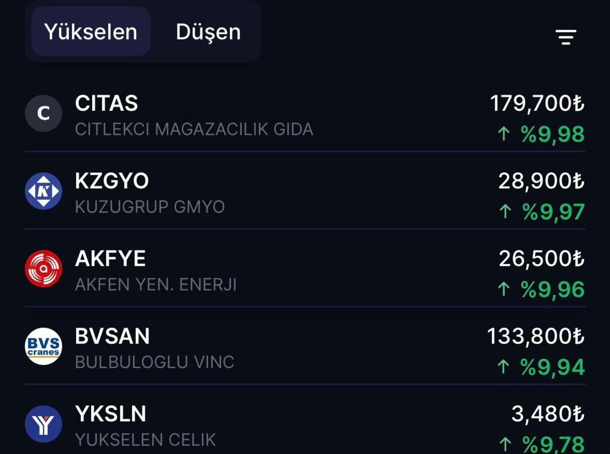 Borsada dengeler değişti! Y&uuml;kselen ve d&uuml;şen hisseler belli oldu, G&ouml;rsel 1