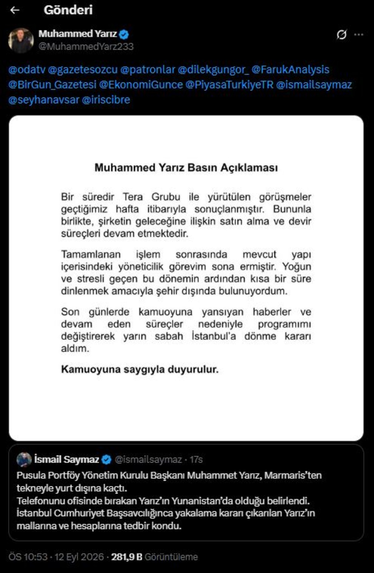 Tekneyle Yunanistan a ka&ccedil;tı  iddiası g&uuml;ndem olmuştu! Yarız dan a&ccedil;ıklama, G&ouml;rsel 2