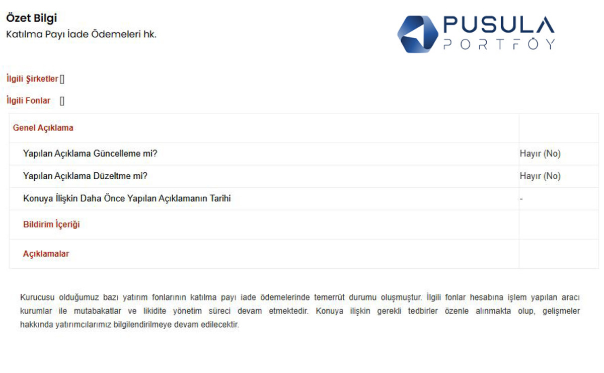 Pusula dan  Temerr&uuml;t  a&ccedil;ıklaması! Bazı fonlarda &ouml;deme yapılamadı, G&ouml;rsel 1