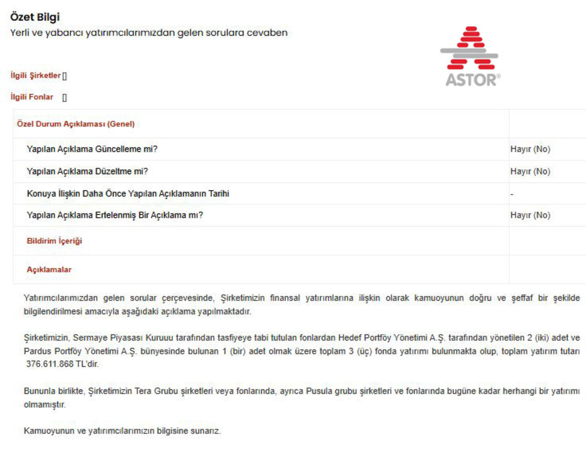 Astor Enerji a&ccedil;ıkladı! Tasfiye edilen 3 fonda 376,6 milyon TL si var, G&ouml;rsel 3