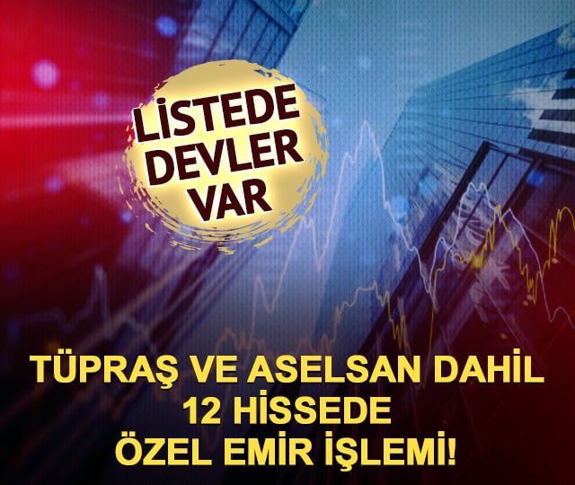 T&uuml;praş ve Aselsan dahil 12 hissede &ouml;zel emir işlemi! Lotlar el değiştirdi