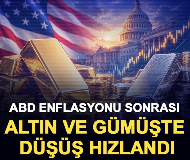 ABD enflasyonu sonrası altın ve g&uuml;m&uuml;şte d&uuml;ş&uuml;ş hızlandı