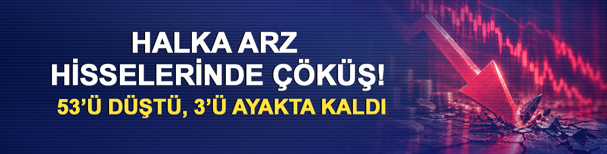 Halka arz hisselerinde &ccedil;&ouml;k&uuml;ş! 53&rsquo;&uuml; d&uuml;şt&uuml;, 3&rsquo;&uuml; ayakta kaldı