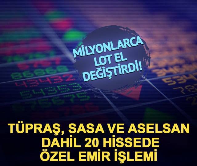 Tüpraş ve SASA dahil 20 hissede özel emir işlemi!